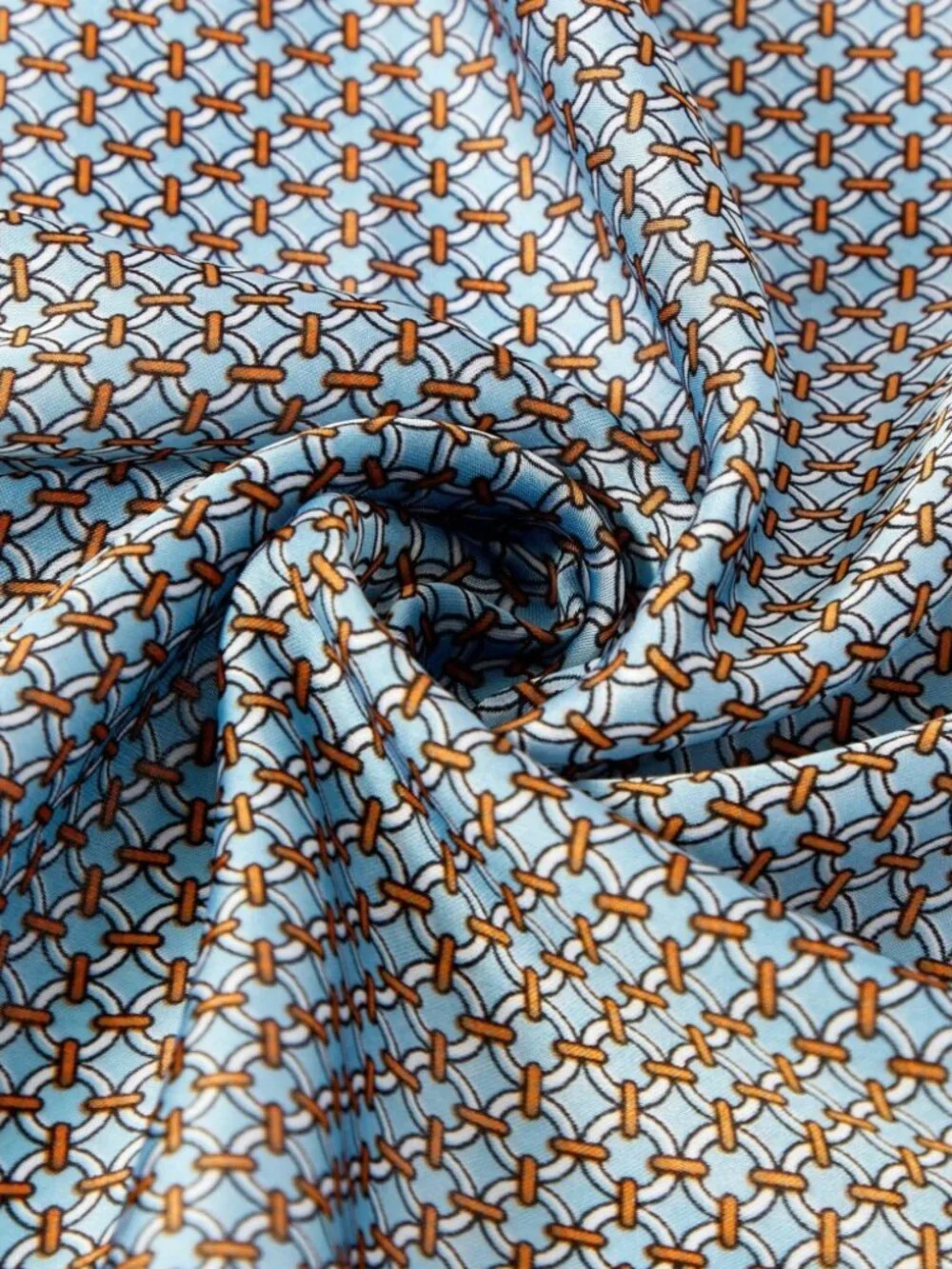 Brown & Blue Chain-Print Square Scarf Neck Tie